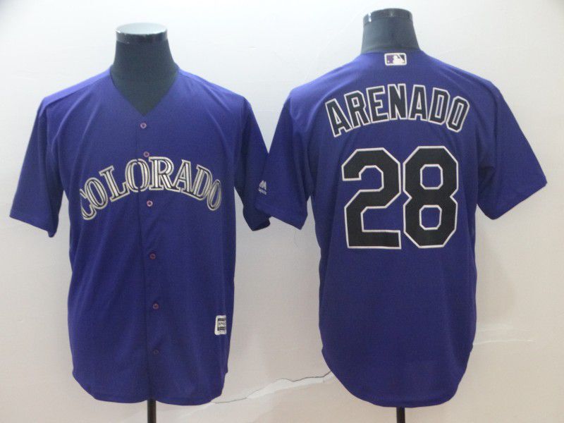 Men Colorado Rockies #28 Arenado Purple Game MLB Jersey
